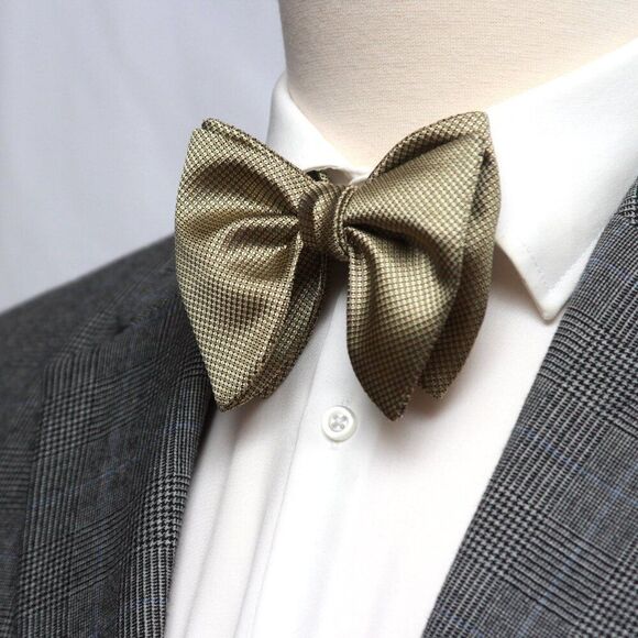 Men's Self-tied Bow Tie Dusty Gold Silk Big Butterfly S428 - Picture 11 of 16